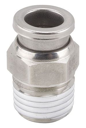 KQG2H01-N01S, SMC Threaded-to-Tube Pneumatic Fitting NPT 1/8 to Push In 1/8 in, KQG2 Series, 1 MPa, Переходник