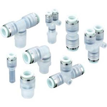 KPH06-02, SMC Threaded-to-Tube Pneumatic Fitting R 1/4 to Push In 6 mm, KP Series, 1 MPa, Переходник