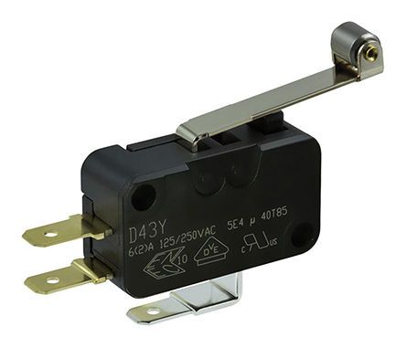 D433-R1RD-G2, ZF SPDT Roller Lever Microswitch, 5 A, Микропереключатель