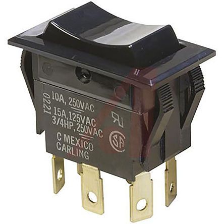TIGM5Y-6S-BL-NBL-XA, Carling Technologies Double Pole Double Throw (DPDT), (On)-Off-(On) Rocker Switch Panel Mount, Клавишный переключатель