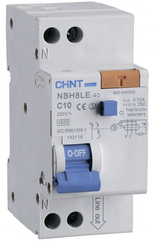 Диф. автомат NBH8LE-40 1P+N 10A 30mA х-ка С 4,5кА (R) (CHINT)