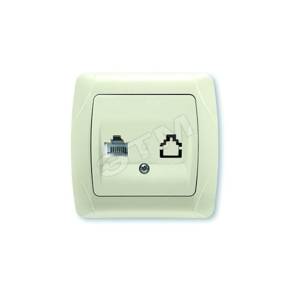 CARMEN Розетка телефонная RJ11 скрытая бежевая в сборе