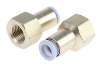 KQ2F12-02A, SMC Threaded-to-Tube Pneumatic Fitting G 1/4 to Push In 12 mm, KQ2 Series, 1 MPa, 3 (Proof) MPa, Переходник