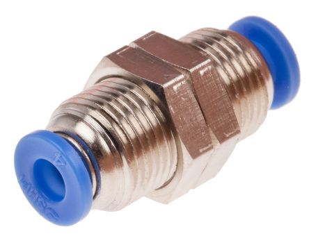 PMM 04, RS PRO Pneumatic Bulkhead Tube-to-Tube Adapter Straight Push In 4 mm to Push In 4 mm, Переходник