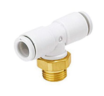 KQ2T06-G01A, SMC Threaded-to-Tube Pneumatic Fitting G 1/8 to Push In 6 mm, KQ2 Series, 1 MPa, 3 (Proof) MPa, Прямой фитинг
