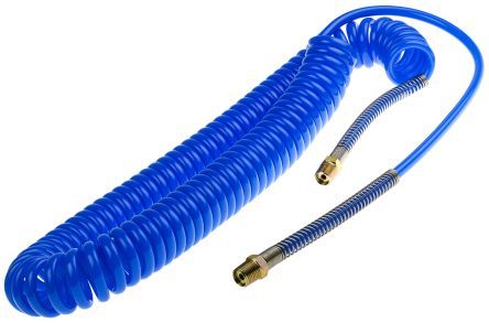 CT008-F305-PU-BL-03, RS PRO 6m Blue Coil Tubing with Connector, PUR, BSPT 1/4" Male, Трубка