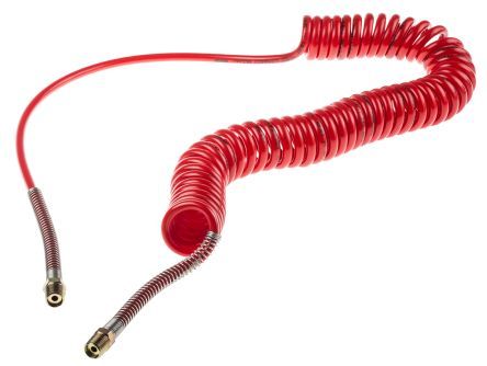 CT008-F305-PU-RD-02, RS PRO 4m Red Coil Tubing with Connector, PUR, BSPT 1/4" Male, Трубка