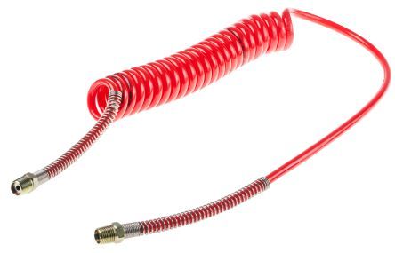 CT008-F305-PU-RD-01, RS PRO 2m Red Coil Tubing with Connector, PUR, BSPT 1/4" Male, Трубка