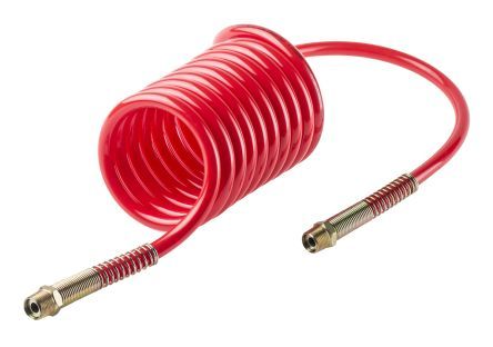 CT033-F311-PU-RD-01, RS PRO 2m Red Coil Tubing with Connector, PUR, BSPT 3/8, Трубка
