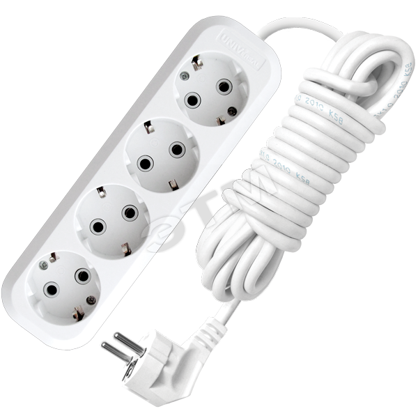 Удлинитель бытовой 4х7м с заземлением 16А АВС-пластик E-304