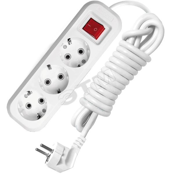 Удлинитель бытовой 3х3м с заземлением с выключателем 10А S-303