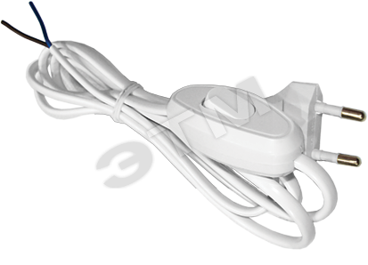 Шнур для бра с проходным выключателем белый 1,7м