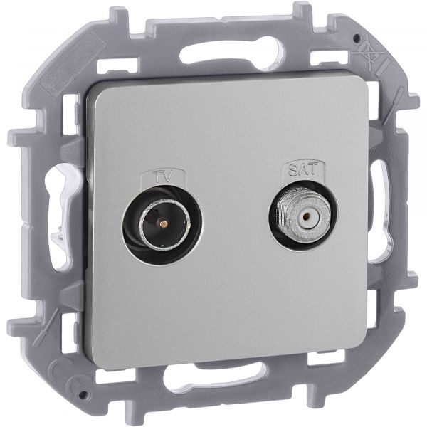 Розетка двойная TV+SAT тип звезда двухкабельная алюминий INSPIRIA