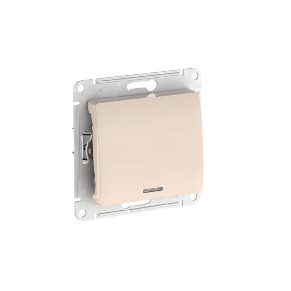 GLOSSA 1-клавишный ВЫКЛЮЧАТЕЛЬ с подсветкой, сх.1а, 10АХ, быстрозажимные клеммы, БЕЖЕВЫЙ