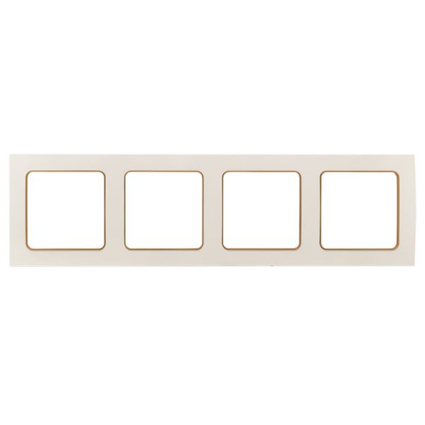 Стокгольм Рамка 4-местная белая с линией цвета шампань