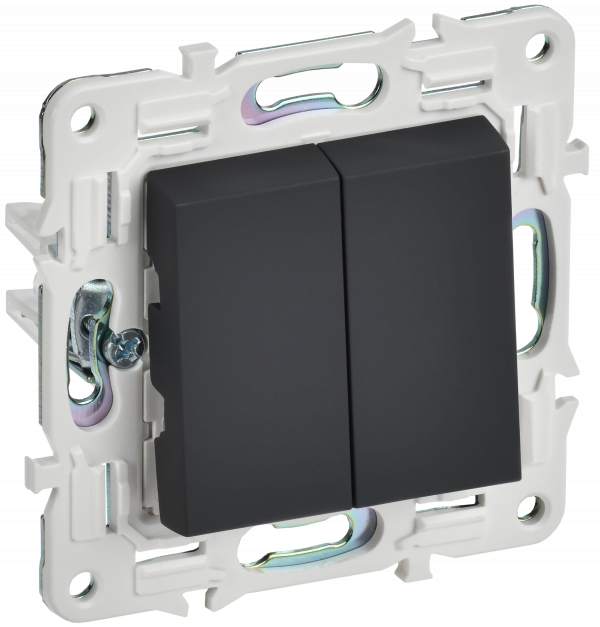 SKANDY Выключатель 2-клавишный 10А SK-V04G графит IEK