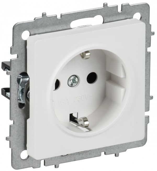 BRITE Розетка 1-местная с заземлением без защитных шторок 16А РС11-1-0-БрАБ арктический белый IEK