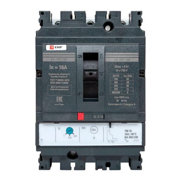 Выключатель автоматический трехполюсный ВА-99C 100/16А 35кА