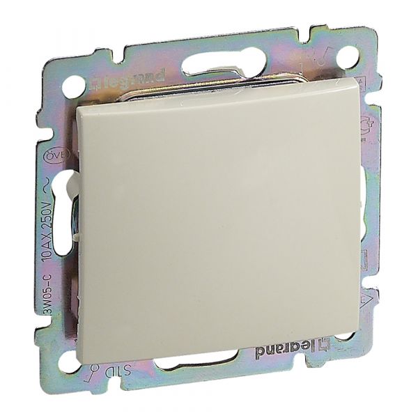 Выключатель 1-клавишный самовозвартный 10А схема 1P безвинтовое крепление слоновая кость VALENA DIY