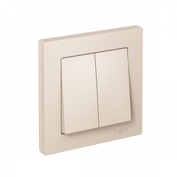 Выключатель двухклавишный ATLASDESIGN схема 5 10АХ в сборе бежевый