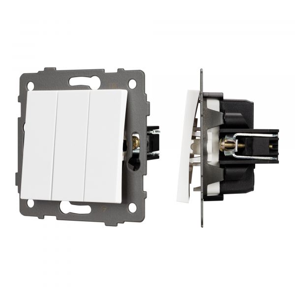 Механизм выключателя трехклавишный непроходной SWT-MK03-PL-WH-V 250V, 10A