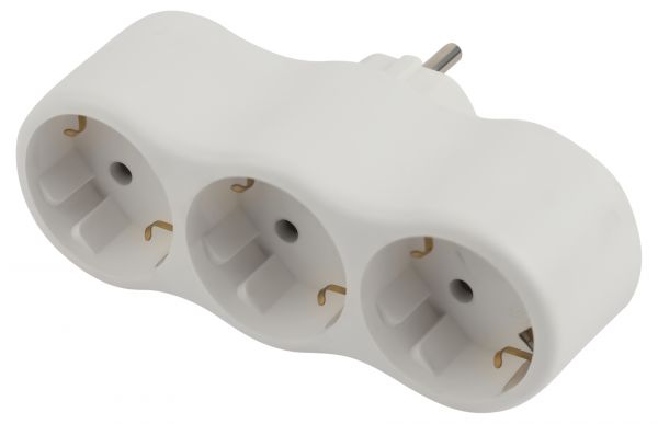 Разветвитель электрический SPx-3e-W на 3 розетки с заземлением 16А белый