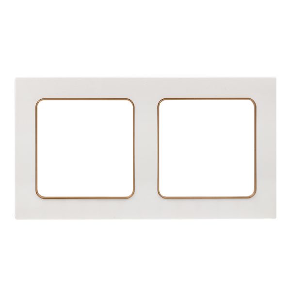 Стокгольм Рамка 2-местная белая с линией цвета шампань