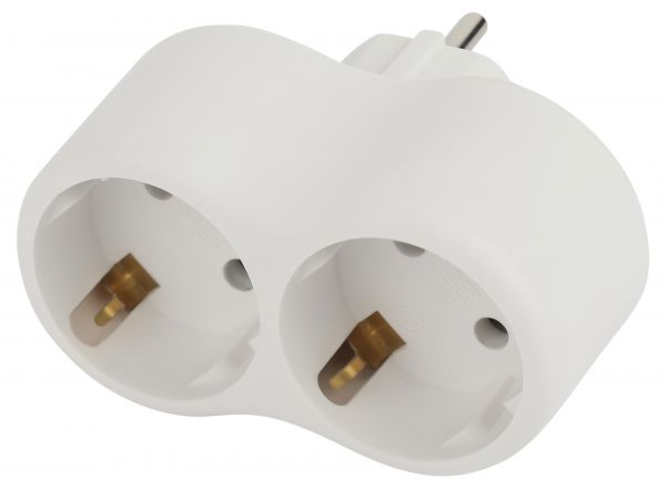 Разветвитель электрический SPx-2e-W на 2 розетки с заземлением 16А белый