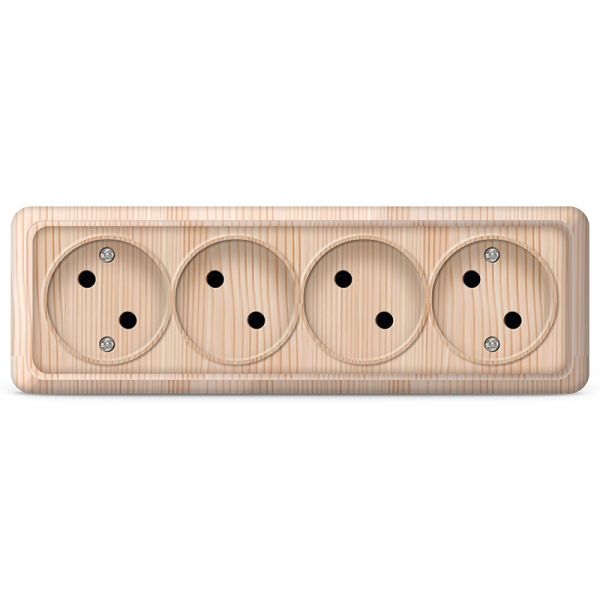 Розетка четырехместная   Олимп б/з, наружная, 16А, 220В, сосна (еврослот)