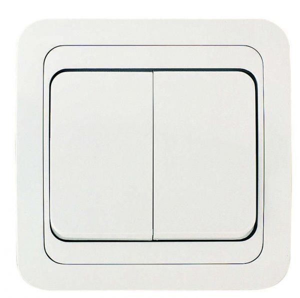 Mimoza Выключатель двухклавишный белый