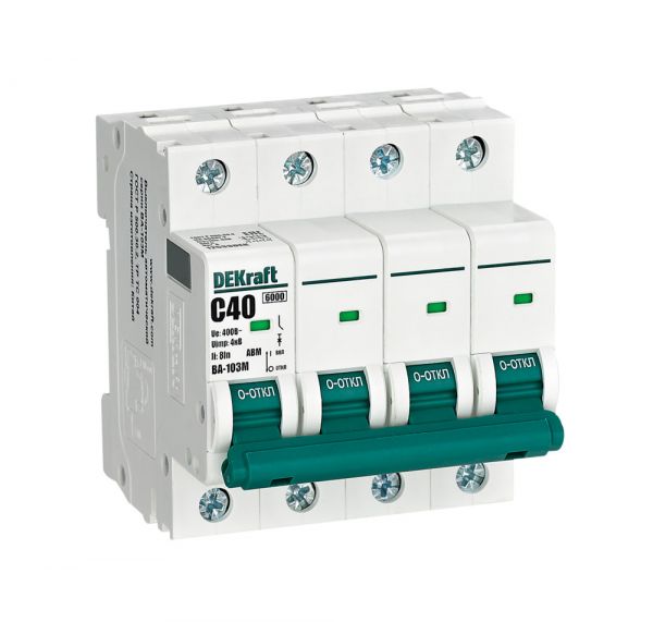 Выключатель автоматический без теплозащиты 4P 40А х-ка C 6кА ВА-103M