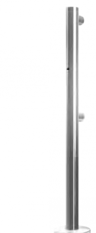 Стойка ограждения односторонняя с отверстием под фиксатор, 2 муфты и отверстие слева