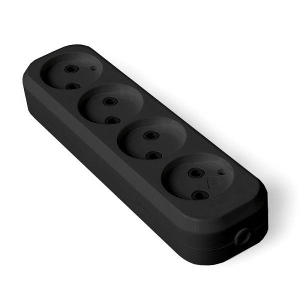 Колодка 4 гнезда б/з AБС-пластик еврослот черный