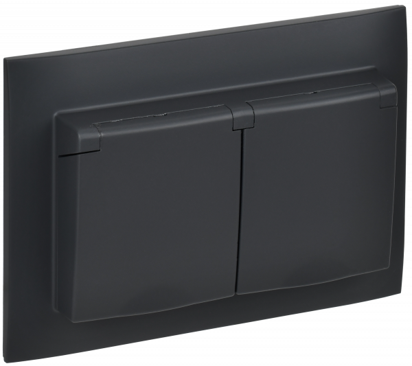 SKANDY Розетка 2-местная и крышкой 16А в сборе IP44 SK-R12G графит IEK