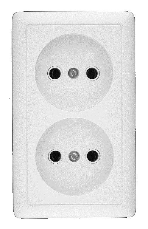 ХИТ Розетка двойная наружная белая без заземления и шторок 16А 250В