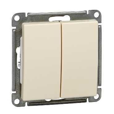 W59 Выключатель двухклавишный, 10АХ, механизм, слоновая кость