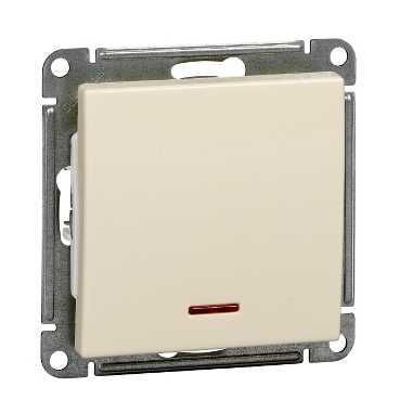 Выключатель одноклавишный, с подсветкой 10АХ, механизм, слоновая кость
