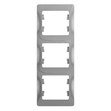 GLOSSA Рамка 3 поста вертикальная алюминий