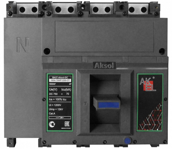Выключатель автоматический в литом корпусе ВА57-DC-AKSOL-1604-70НР1000-CT 4P/1000А/НР/50кА