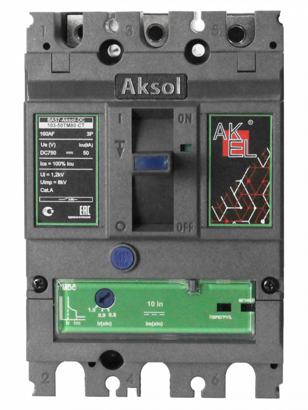 Выключатель автоматический в литом корпусе ВА57-DC-AKSOL-103-50ТМ40-CT 3P/40А/ТМ/50кА