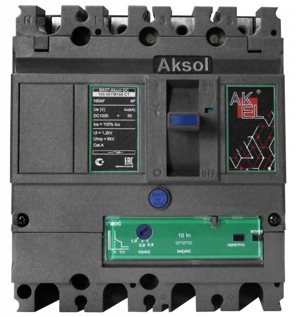 Выключатель автоматический в литом корпусе ВА57-DC-AKSOL-104-50ТМ125-CT 4P/125А/ТМ/50кА