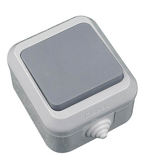 Выключатель 1 кл серый IP 44