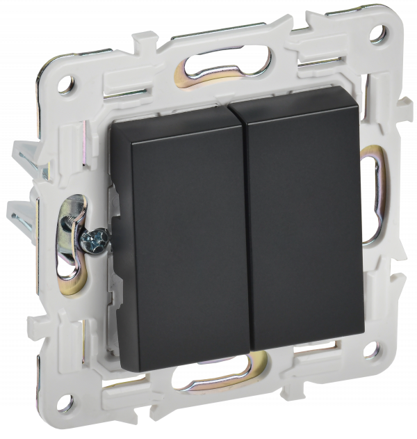 SKANDY Выключатель 2-клавишный проходной 10А SK-V05Bl черный IEK