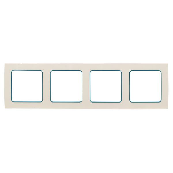 Стокгольм Рамка 4-местная белая с линией цвета синий