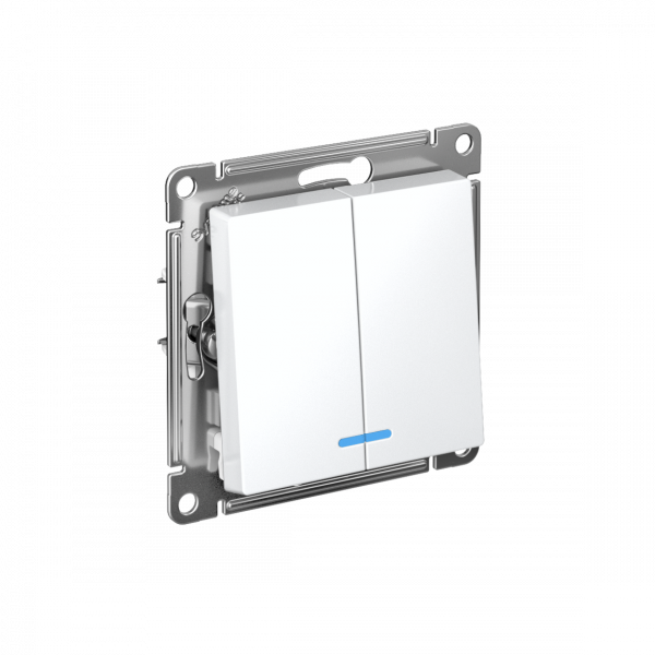 Выключатель двухклавишный ATLASDESIGN с подсветкой схема 5а 10АХ механизм белый