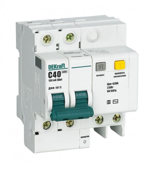Выключатель автоматический дифференциального тока (Автоматический выключатель дифференциального тока АВДТ) 2P 40A 100мА ACS селективный ДИФ-101 S