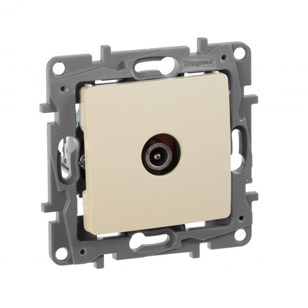 Розетка TV проходная слоновая кость ETIKA