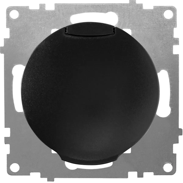 Розетка с крышкой, с заземлением, винтовые контакты, цвет чёрный (серия Florence)