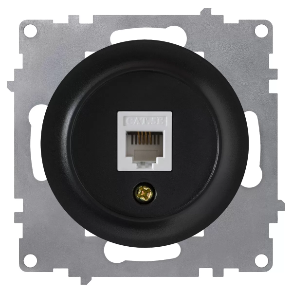 Розетка компьютерная 1xRJ45 кат.5e, цвет чёрный (серия Florence)