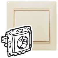 Розетка 1-местная с заземлением без защитных шторок 16А слоновая кость VALENA DIY